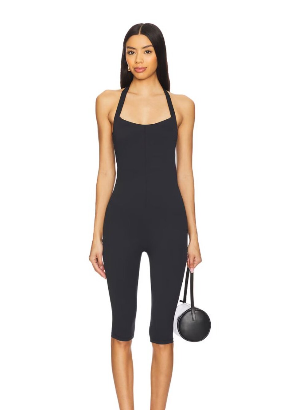 NEW Nubyen Anchor Pedal Pusher Catsuit Black Sleeveless Short Workout Romper